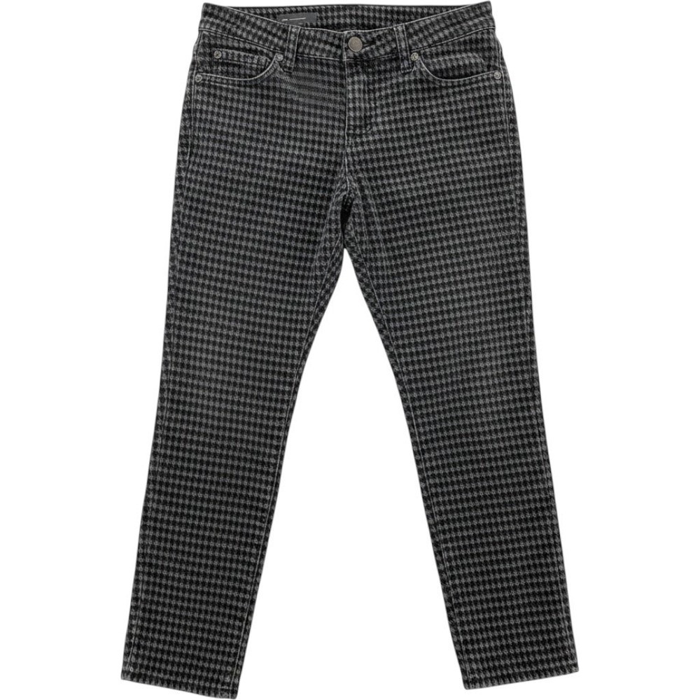 Kut from the Kloth Mia Toothpick Skinny Houndstooth Corduroy Pants Grey Black 8